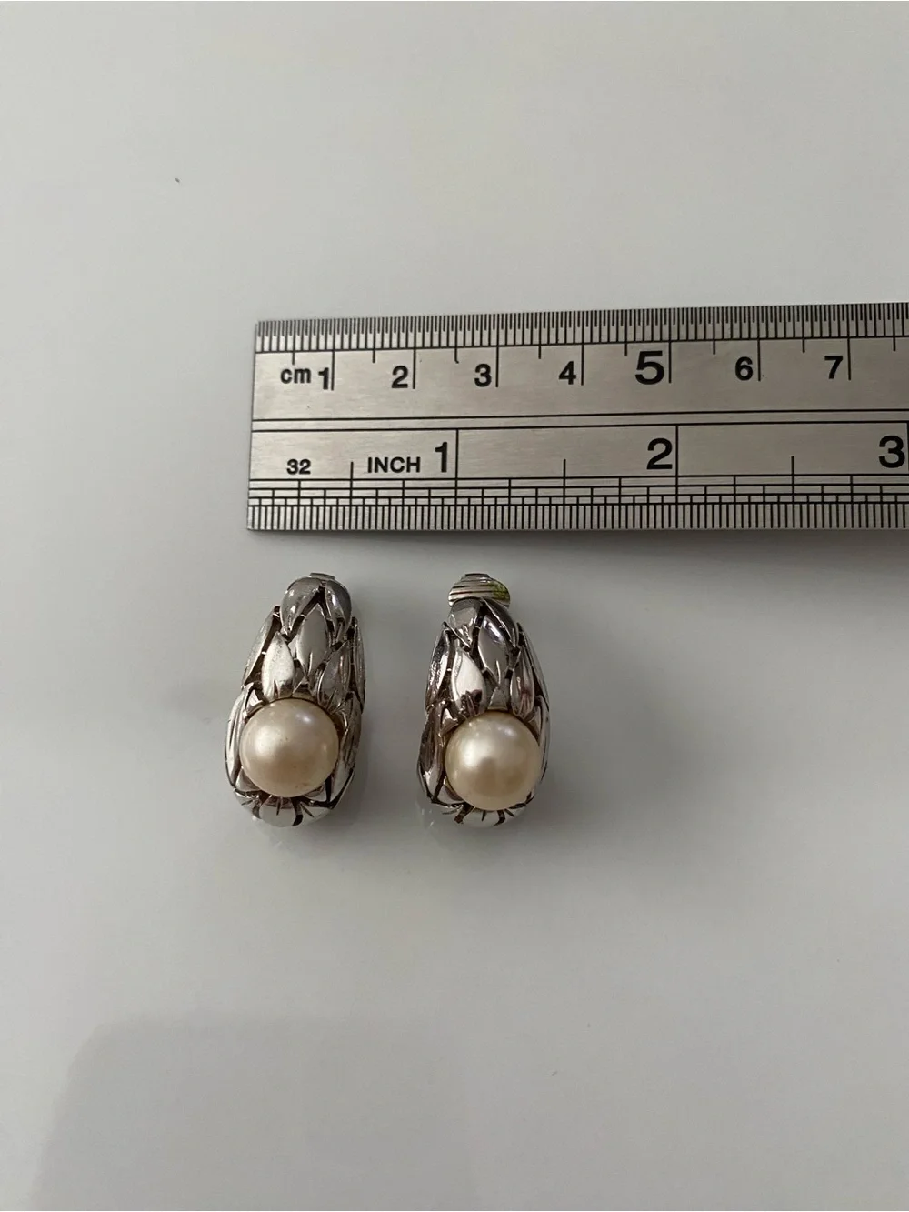 Trifari Classic Silver Pearl Clip-On Earrings
